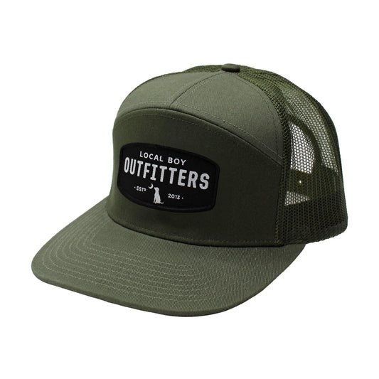 Woven Patch 7 Panel Hat Dark Green/Green