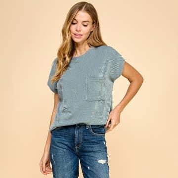 Solid Ribbed Top - Olive Dusty