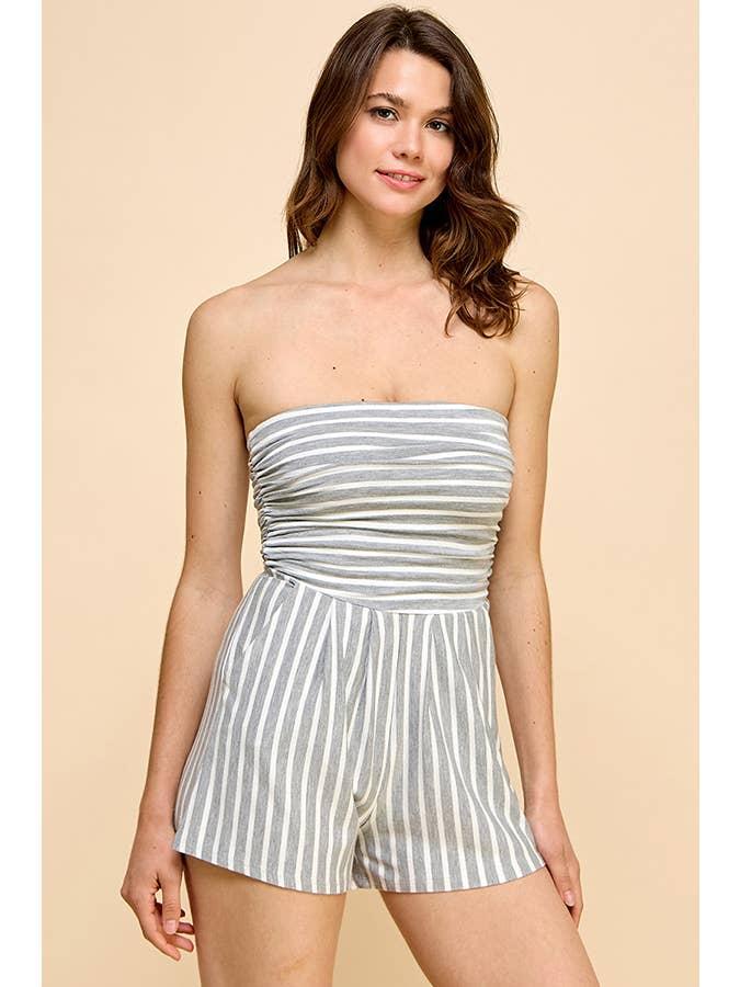 Striped Tube Top Romper