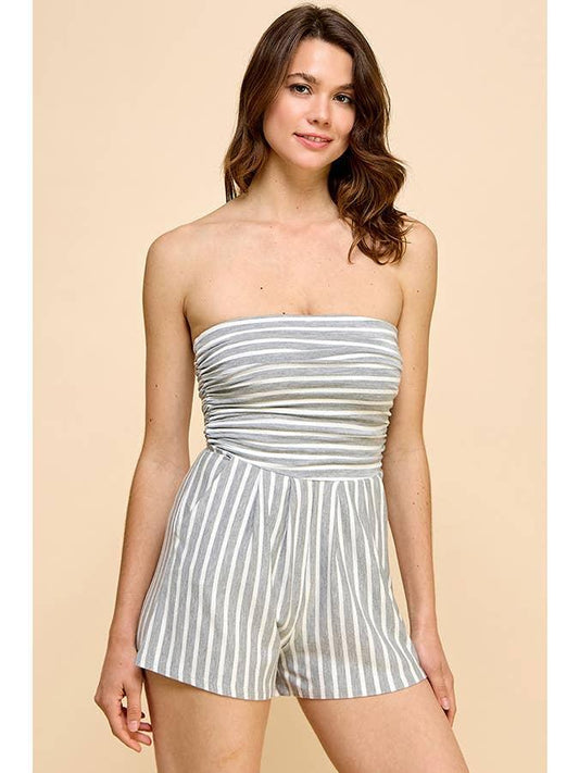 Striped Tube Top Romper