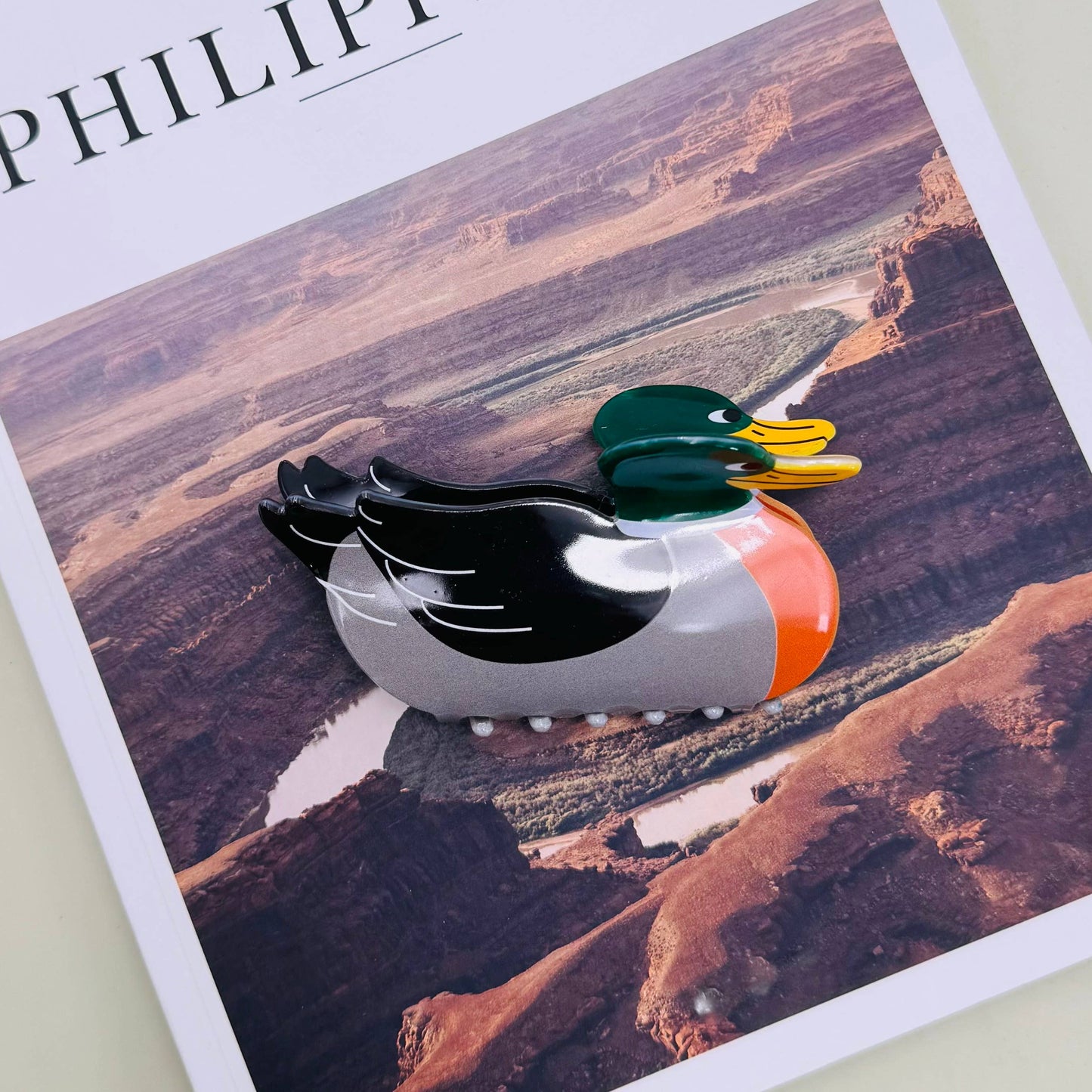 JUMBO MALLARD DUCK HAIR CLAW CLIPS |
