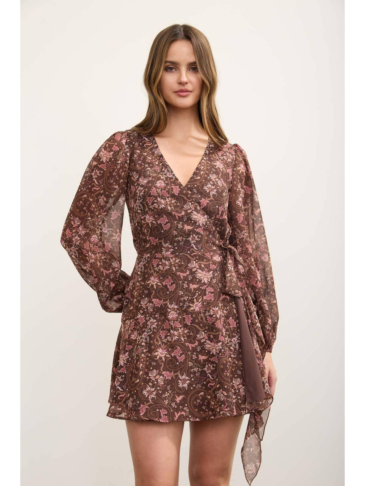 One Fall Day Wrap Mini Dress