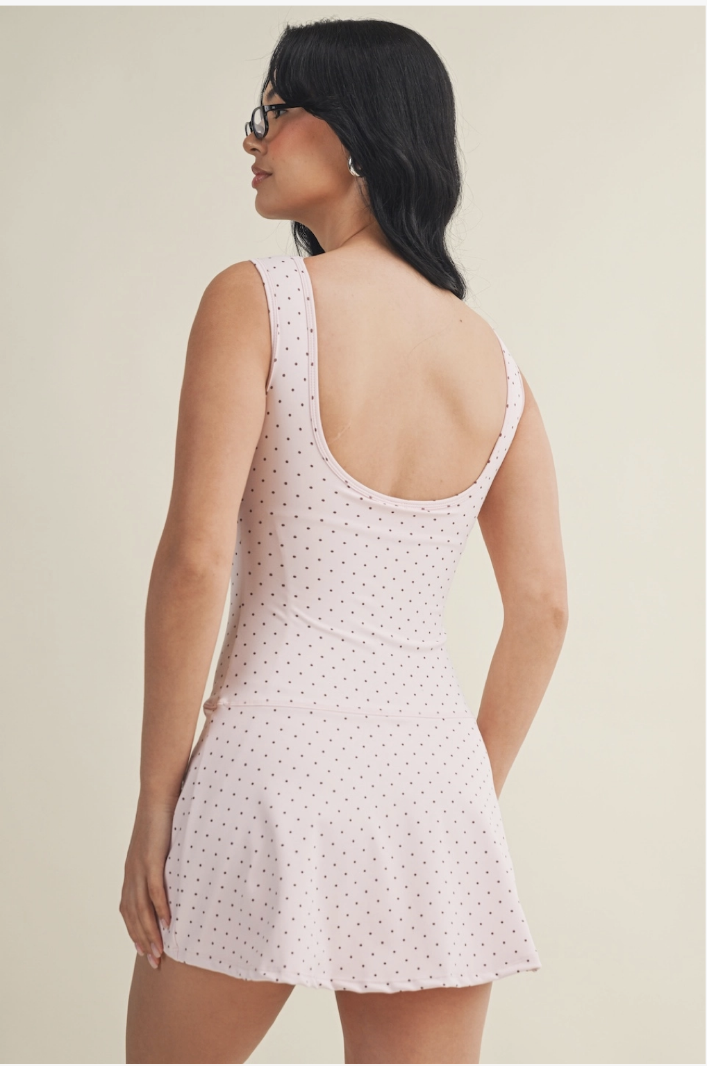 Polka Dot A-Line Mini Dress Pink
