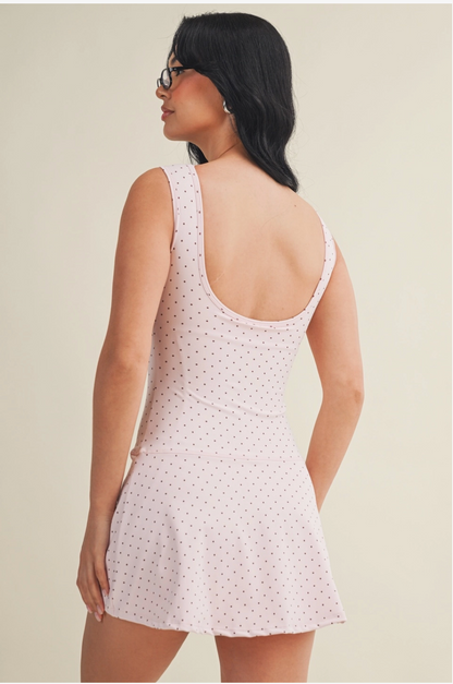 Polka Dot A-Line Mini Dress Pink