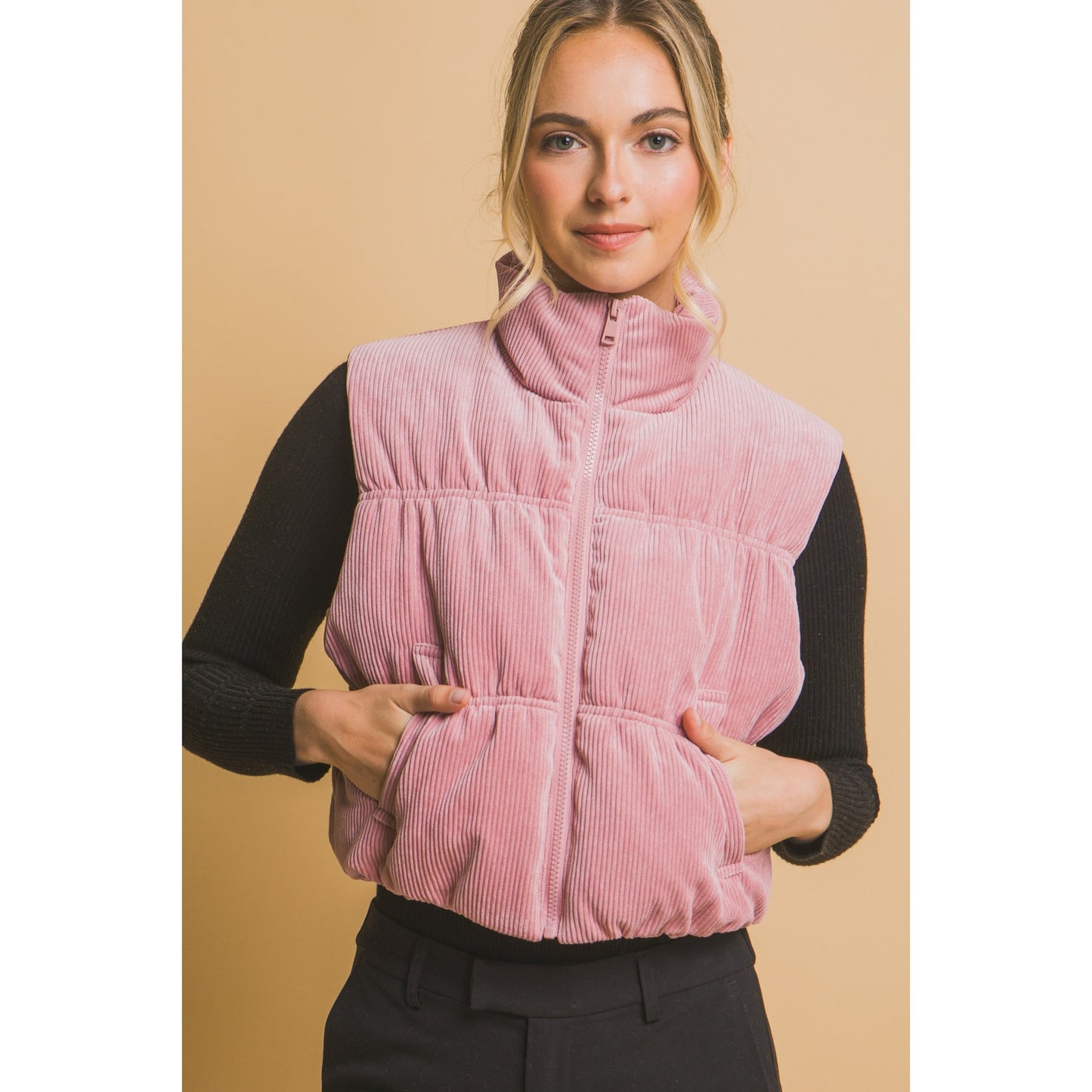 Corduroy Zip Puffer Vest