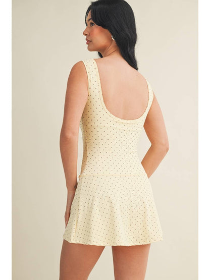 Polka Dot A-line Mini Dress Lemon
