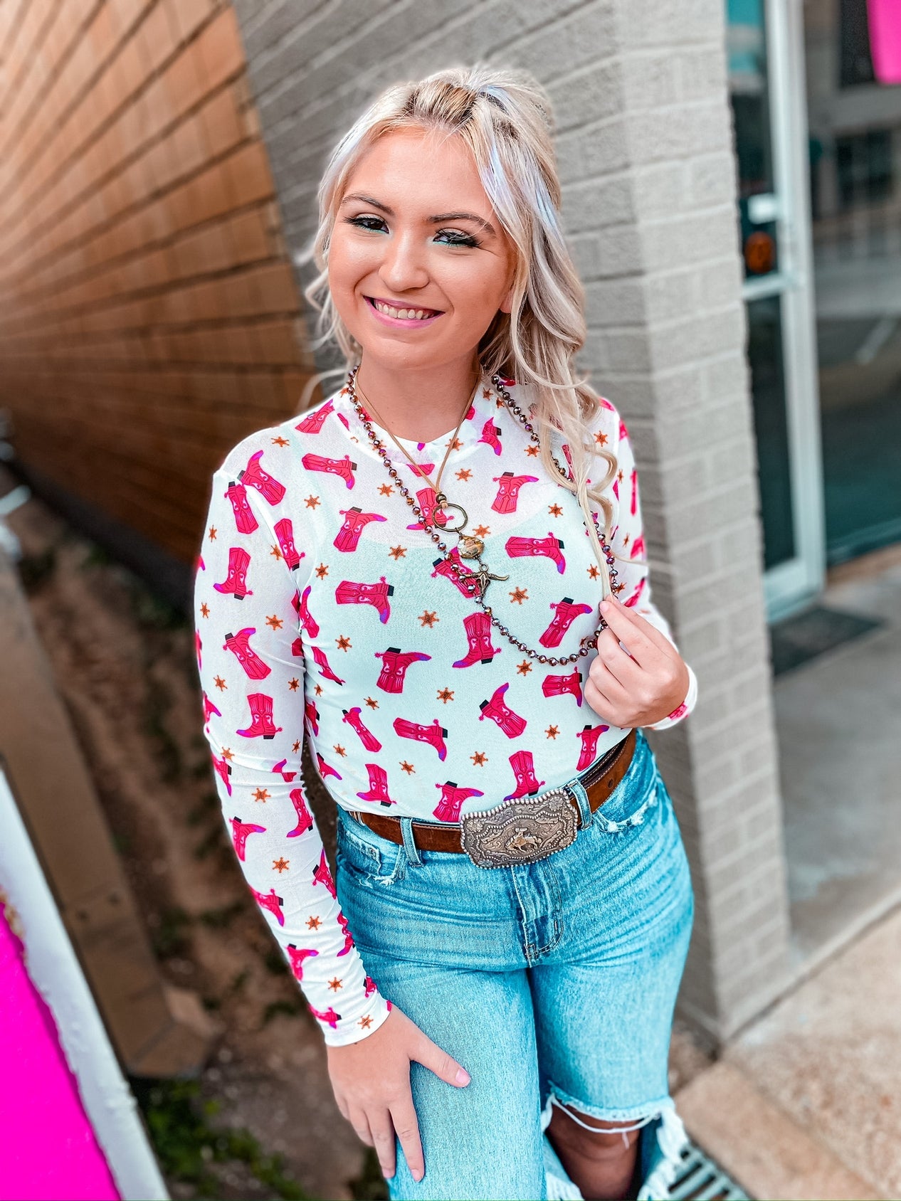 Plus Boot Scootin' Mesh Top