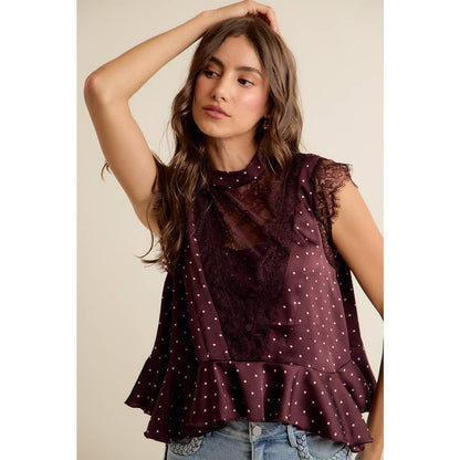 Polka Dot Satin Lace Blouse