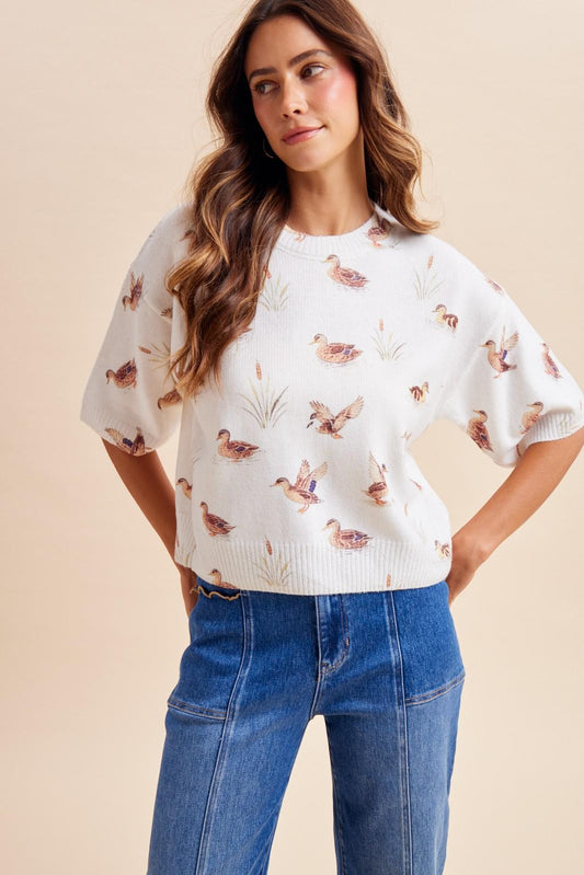 Mallard Print Sweater Top
