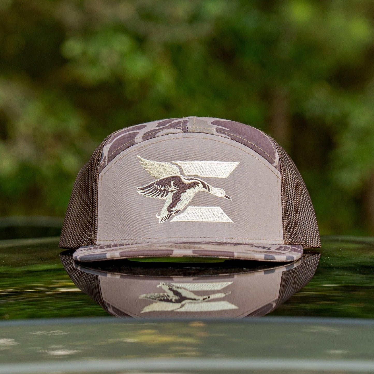 ECW 2.0 LOGO HAT (E TAN) Duck Camo 7 Panel