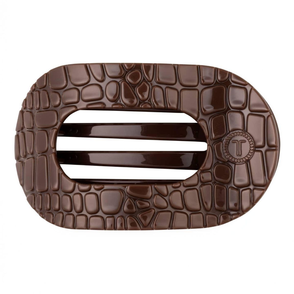 Brown Crocodile | Large| Flat Round Hair Clip