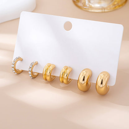 Rhinestone Double Puffy Hoop Trio |
