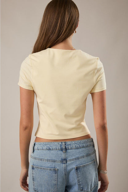 Double Lined Short Sleeve Baby Tee Yellow