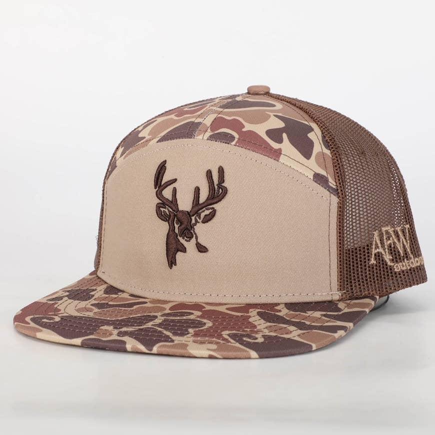 Deer 7 Panel Brown Old School Afw Style W- 3 D Puff and Brown Mesh