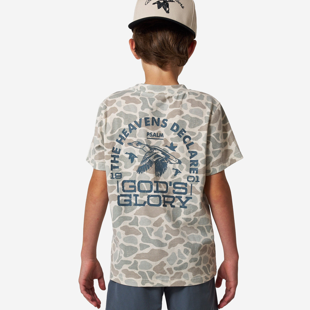 Youth Vintage Washed Tee - God's Glory - Classic Deer Camo