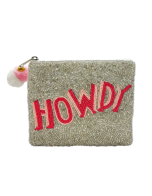 Howdy beaded coin pouch