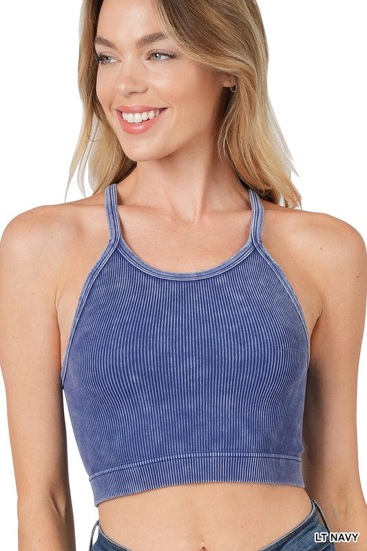 Washed Ribbed Seamless Cropped Cami Top