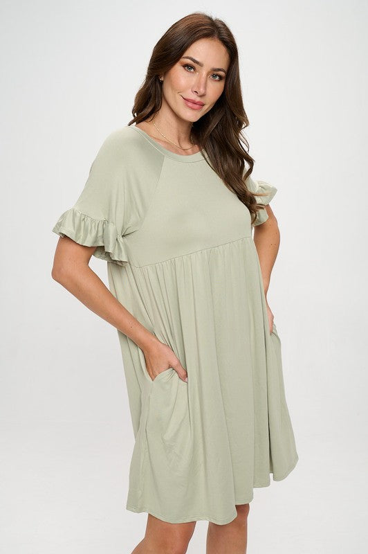 Ruffle Sleeve Babydoll Dress