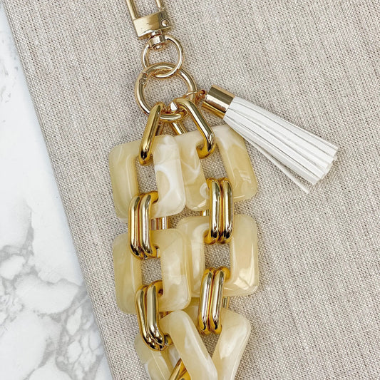 White chain bracelet keychain