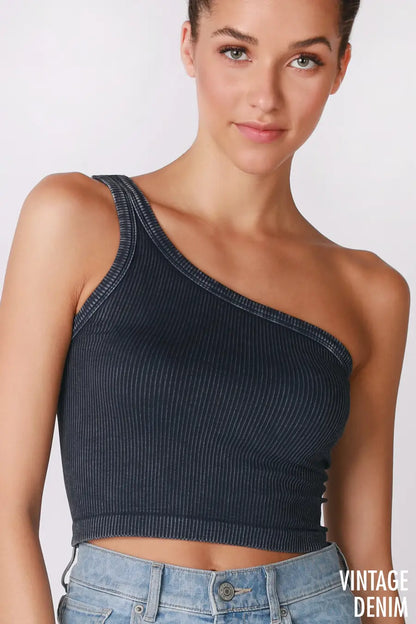 Vintage one shoulder crop top