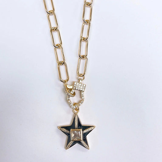 Black Enamel Star Necklace