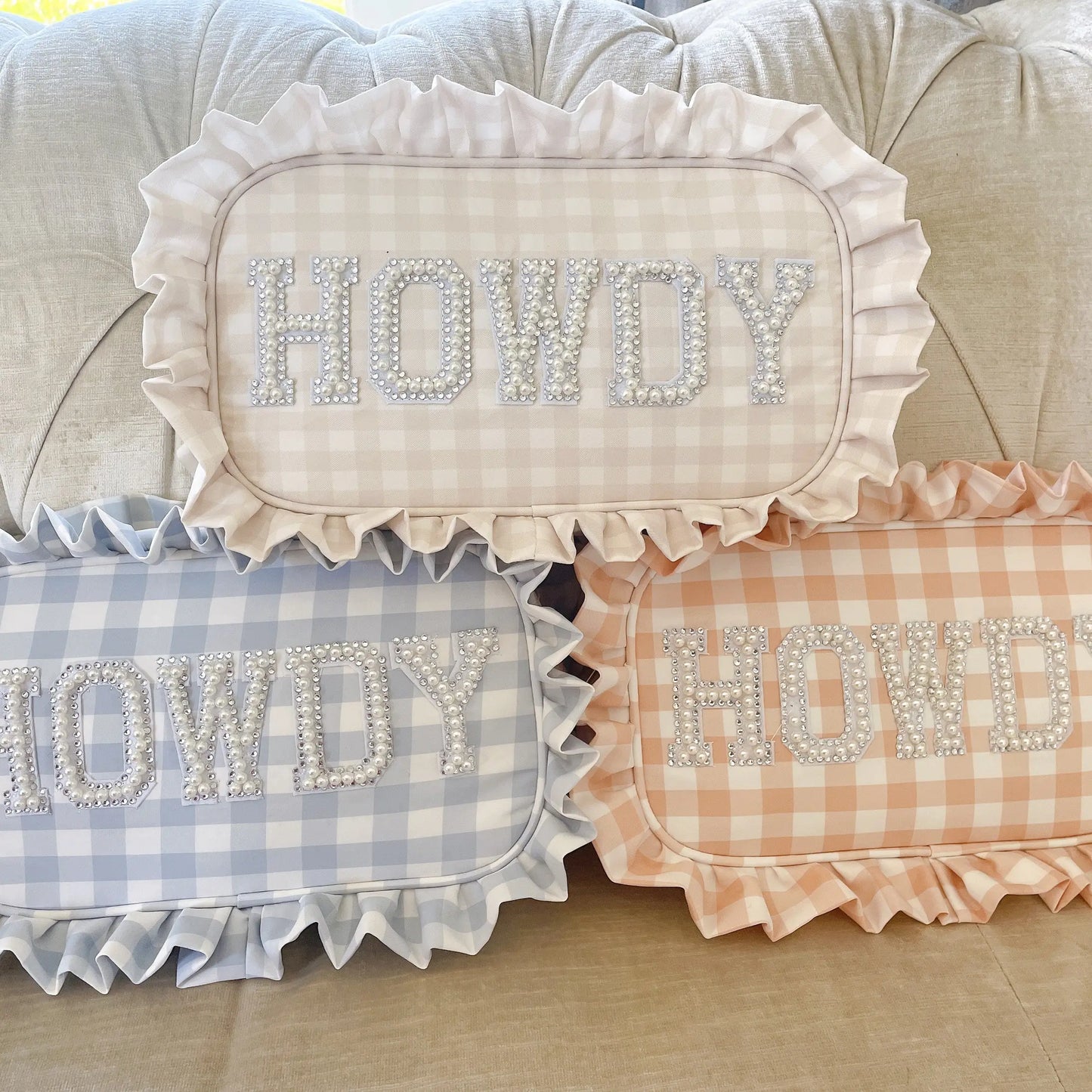 Howdy gingham cosmetic bag