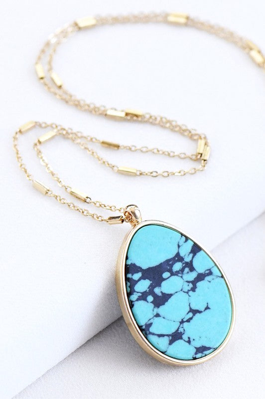 Stone teardrop turquoise necklace