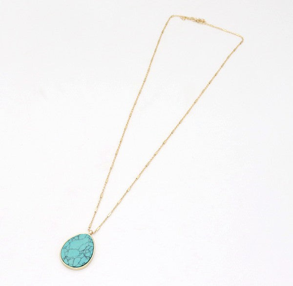 Stone teardrop turquoise necklace