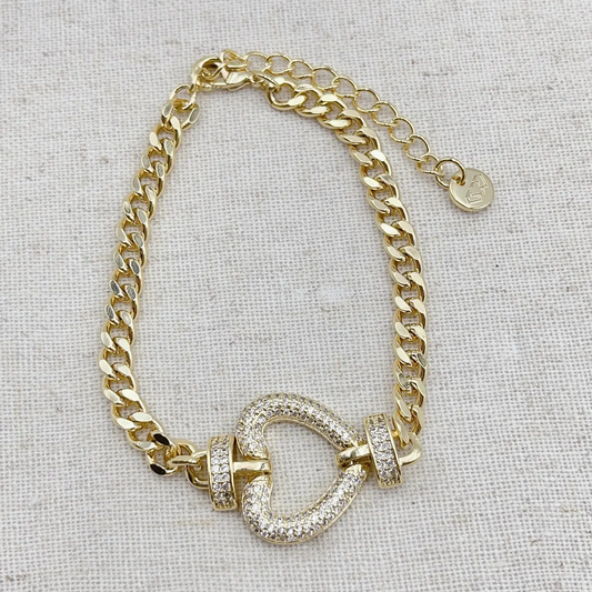 Crystal heart chain bracelet